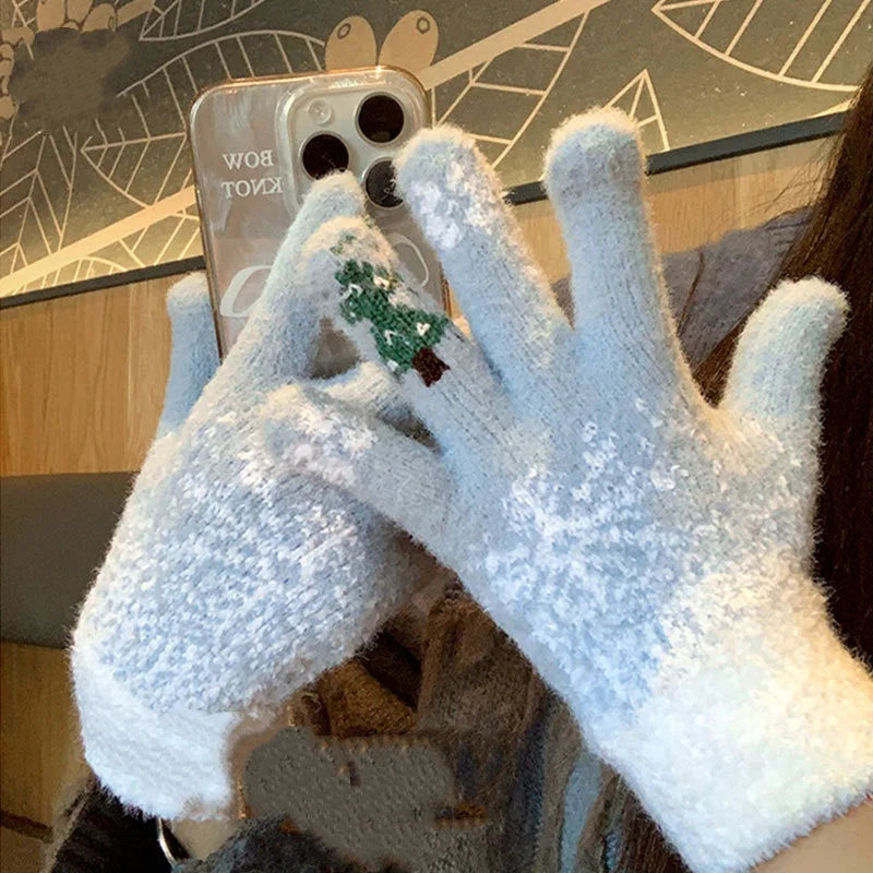 Gebreide Vingerloze Handschoenen met Fleecevoering Converteerbaar Groen Rood Wit Winter Warm Dames Heren | Sulvida