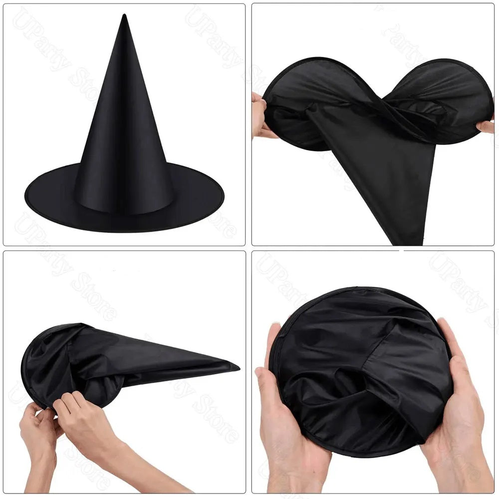 Hangende Heksenhoeden Set Zwart met Touw Decoratie Feest Party Halloween Horror Thema Tuin Veranda Outdoor | Sulvida