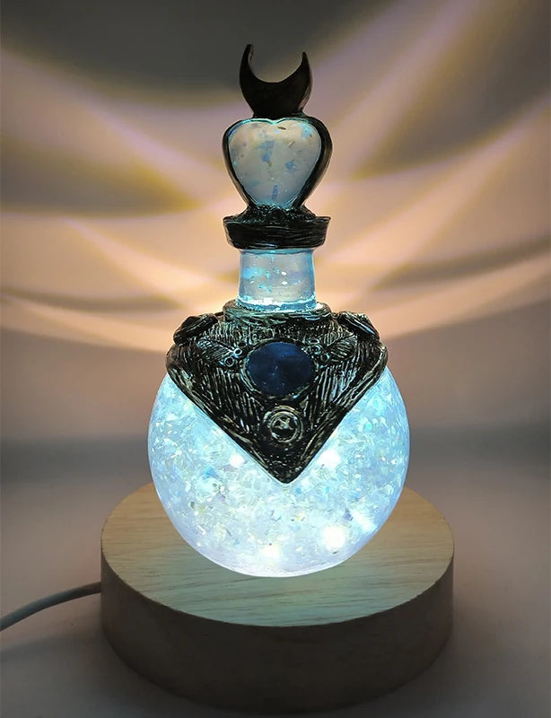 Decoratieve Hars Fles met Mystieke Gloed – Fantasy Flesornament voor Bureau Woonkamer Decoratie Sfeer | Sulvida