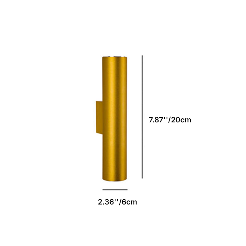 Aluminium Wandlamp Cilinder Zwart Wit Goud LED 2 Lichtpunten Slaapkamer Woonkamer Interieurverlichting | Sulvida