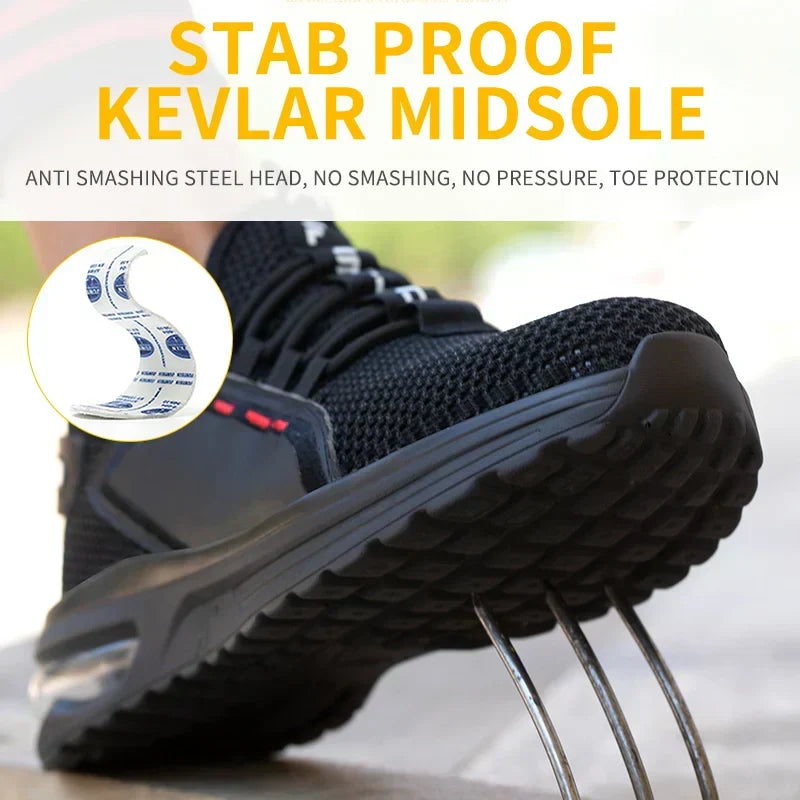 Veiligheidsschoenen met stalen neus ultralight antislip ademend werk footwear comfort grip werkschoenen EU 37-48 | Sulvida