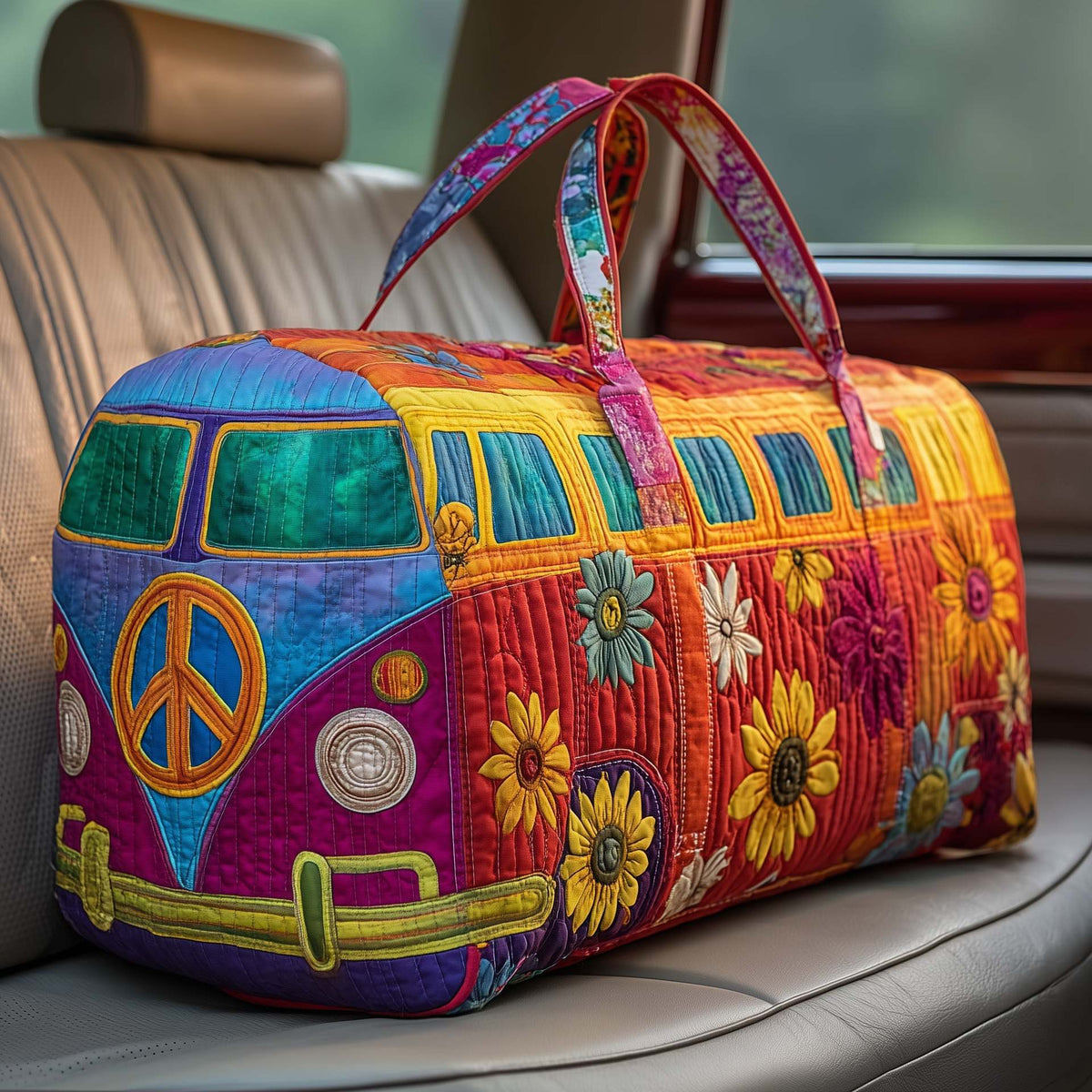 Sac de voyage matelassé à imprimé floral, 45.5 x 22.5 x 22.5 cm - Voyagez avec élégance grâce à sa forme robuste et à sa grande capacité | Sulvida