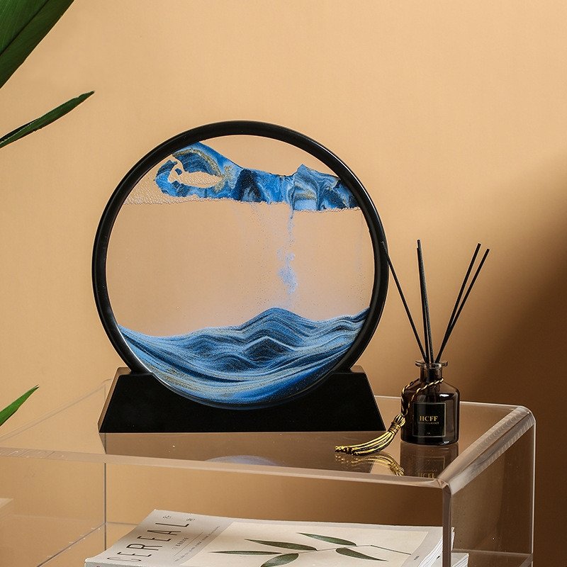 Tableau décoratif en sable 3D animé avec sable coloré et cadre en verre, pour salon et bureau | Sulvida