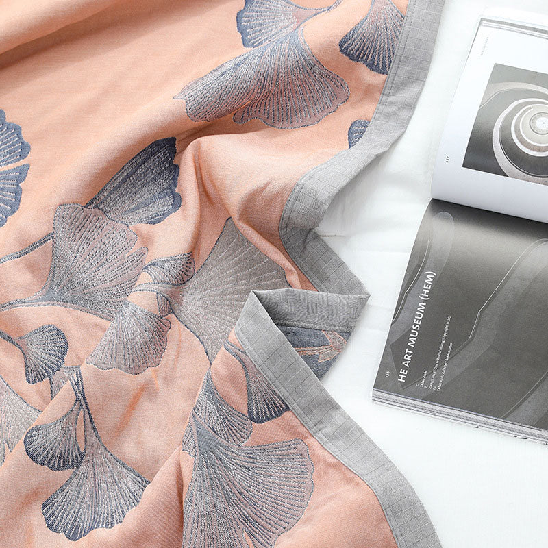 Omkeerbaar Dekbed met Ginkgo Bladmotief – Zomerdeken Katoen Gaas voor Tweepersoonsbed Queen King Bed Airconditioning Deken | Sulvida