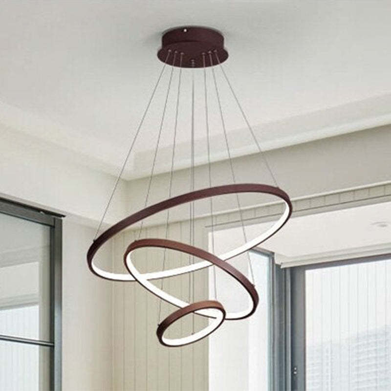 LED Hanglamp Drie Ringen Modern Metaal Verstelbaar Zwart Wit Goud Design Woonkamer Eetkamer Slaapkamer | Sulvida