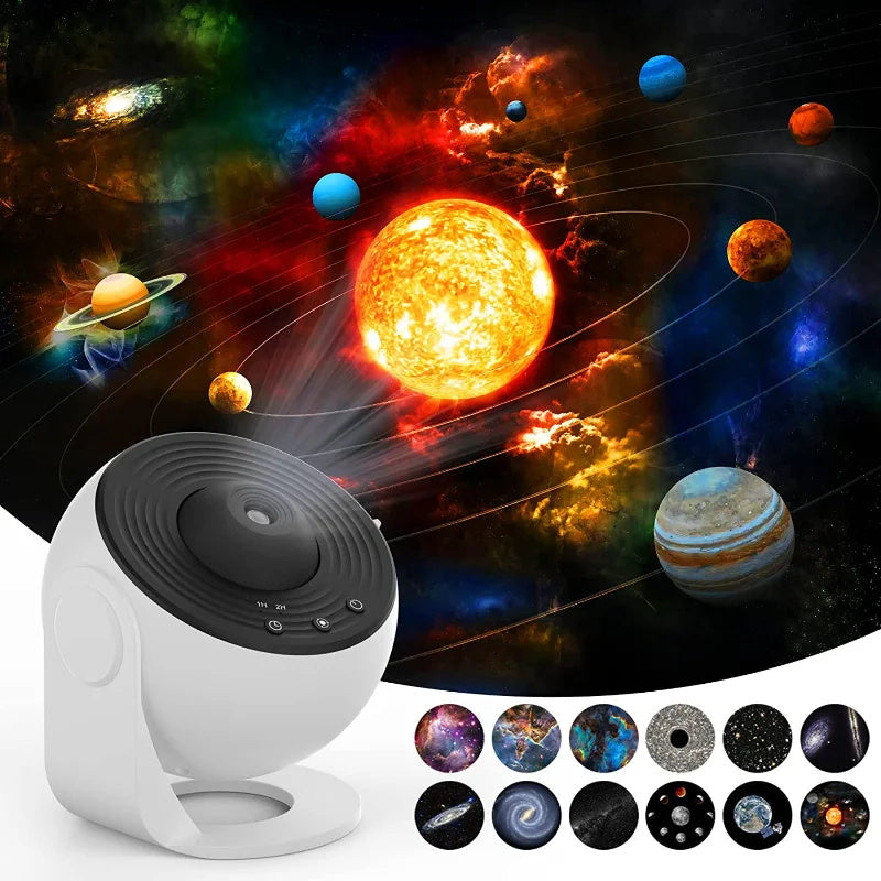 Sterrenprojector Galaxy Projector met 13 Verwisselbare Discs – Verwisselbare Projectiebol voor Kamer Sfeerverlichting Slaapkamer Universum Planetarium Hemel | Sulvida