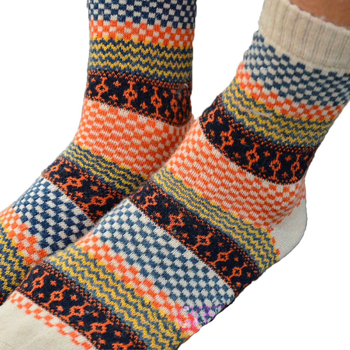 Set van 4 warme vintage sokken wol cashmere jacquard comfortabel ademend unisex dames heren wintersokken | Sulvida