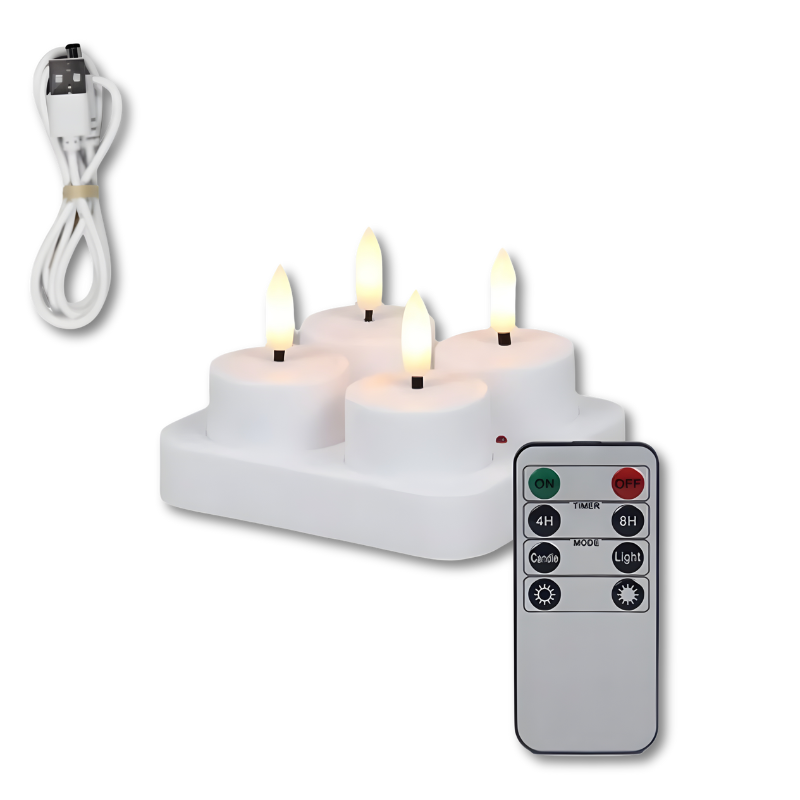 Oplaadbare LED Theelichtjes Set met Afstandsbediening Timer Vlamloze Sfeerverlichting Romantisch Diner | Sulvida