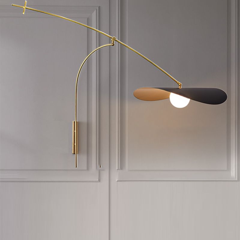 Wandlamp Boogarm Zwart Goud Glas Metaal Slaapkamer Woonkamer Luxe Sfeerverlichting Accent Interieur Design | Sulvida