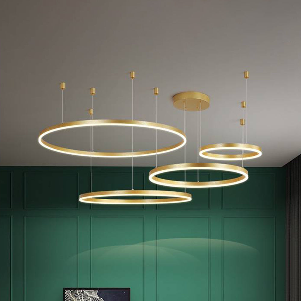 Hanglamp Metalen Ringen Zwart Goud Koffie LED Modern Dimbaar Eettafel Woonkamer Slaapkamer Verstelbaar | Sulvida