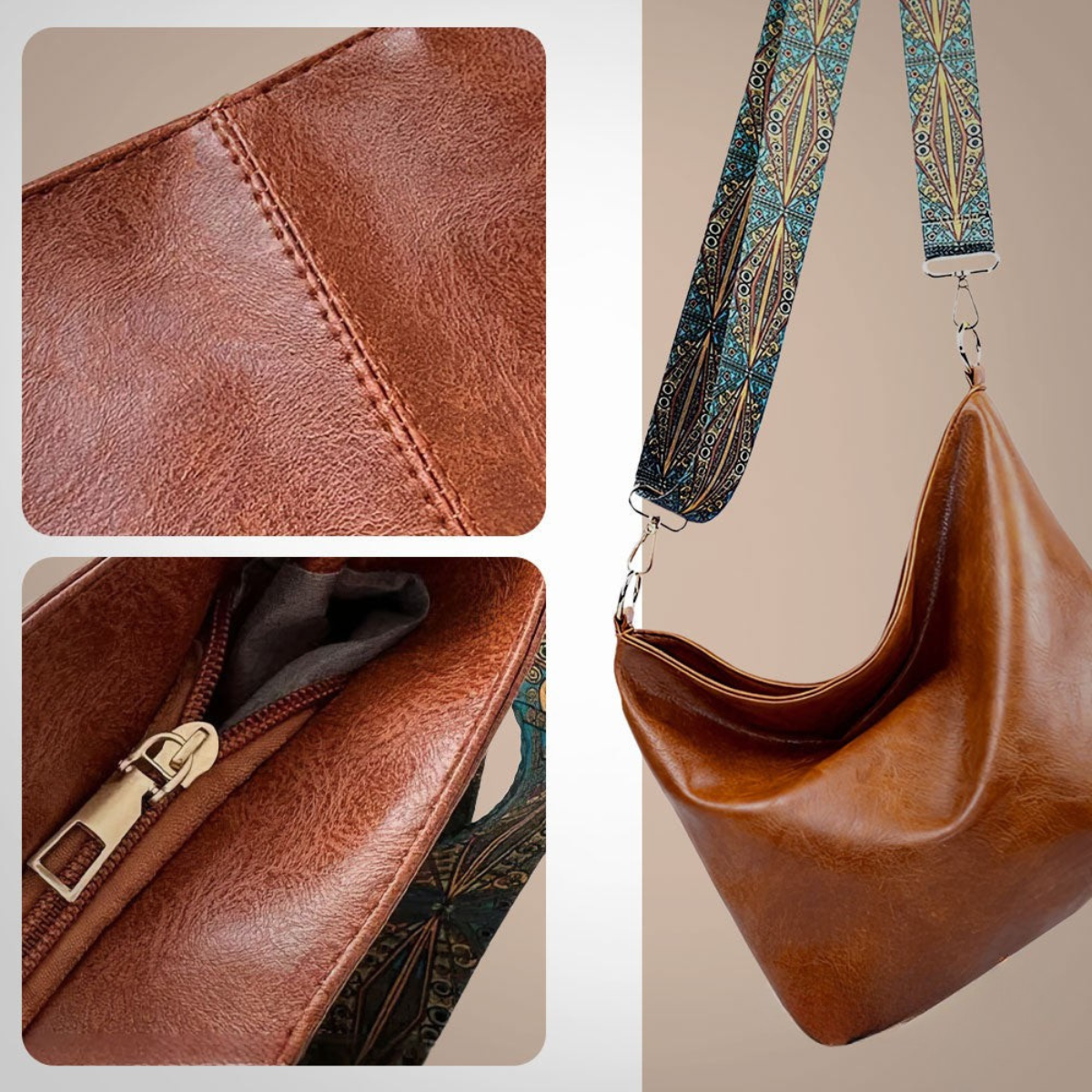 Vintage Leren Schoudertas Dames Premium Kwaliteit Magnetische Sluiting Verstelbare Riem Crossbody Handtas | Sulvida