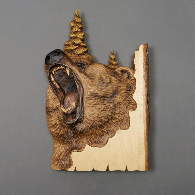 Handgesneden Houten Wanddecoratie Dieren 25×17cm Ambachtelijk Relief Kunst Natuurlijk Hout Muurdecoratie | Sulvida