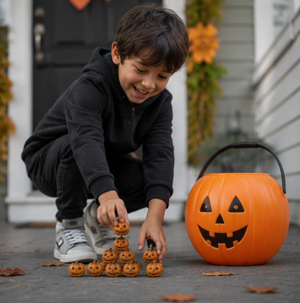 Miniatuur Pompoenen Hars Decoratie Halloween Feest Sfeer Gesneden Gezichtjes Oranje Kunsthars Tafelversiering | Sulvida