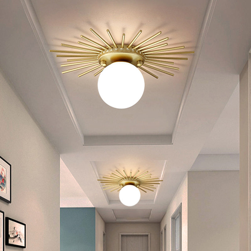 Plafondlamp Bol 25 cm Goud Mat Glas Minimalistisch Modern Design Plafondarmatuur Woonkamer Slaapkamer Gang | Sulvida