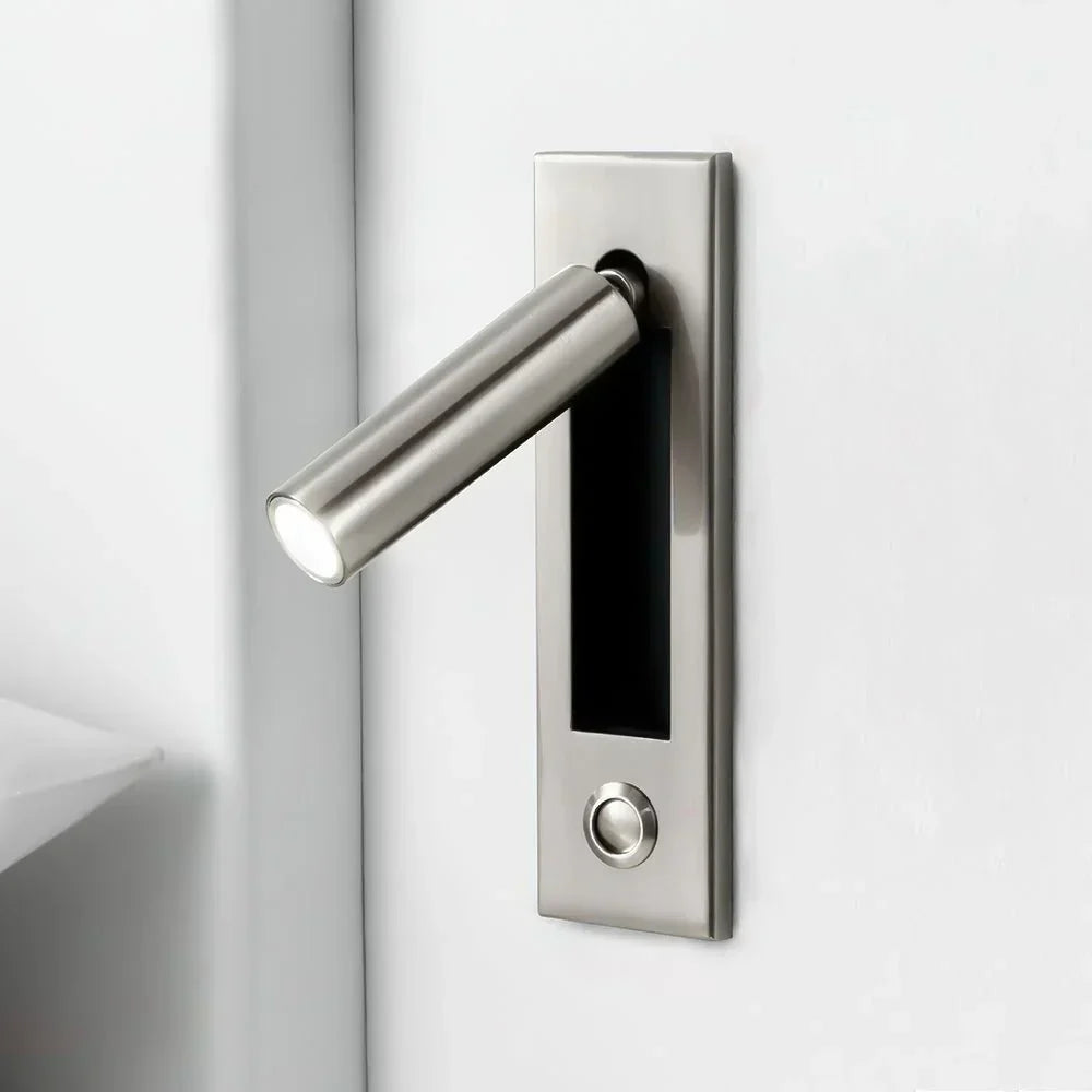 Draaibare wandspot cilinder vierkant LED instelbaar slaapkamer bedlamp dimbaar metaal modern leeslamp design | Sulvida