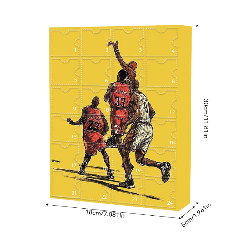 Calendrier de l’Avent de basketball avec 24 surprises, collection d’ornements et de souvenirs sur le thème de la NBA pour les fêtes | Sulvida