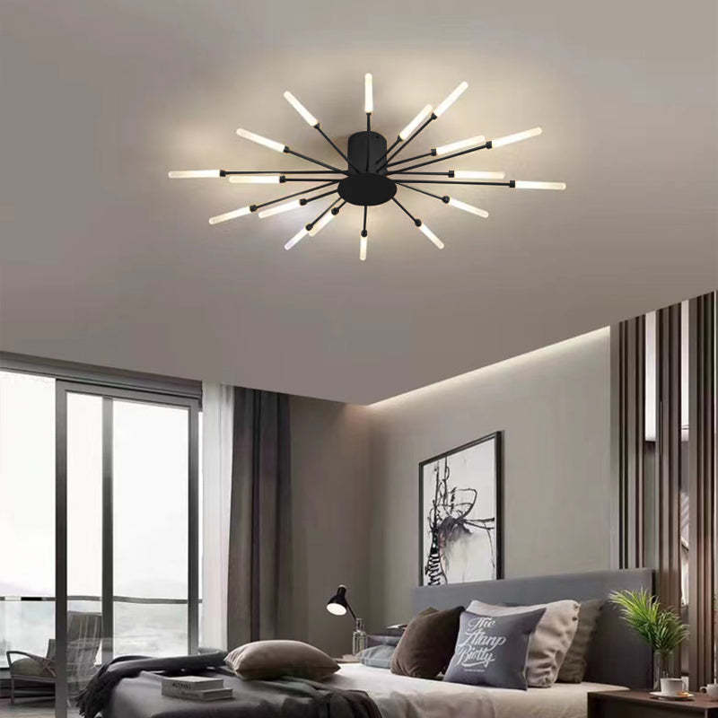 Plafondlamp vuurwerk-design zwart goud LED metaal acryl flush mount woonkamer slaapkamer modern luxe | Sulvida