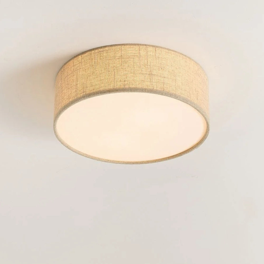 Plafondlamp Linnen Trommel Natuurlijk Textiel Warm Dimbaar Licht Stijlvol Design Slaapkamer Woonkamer Eetkamer | Sulvida