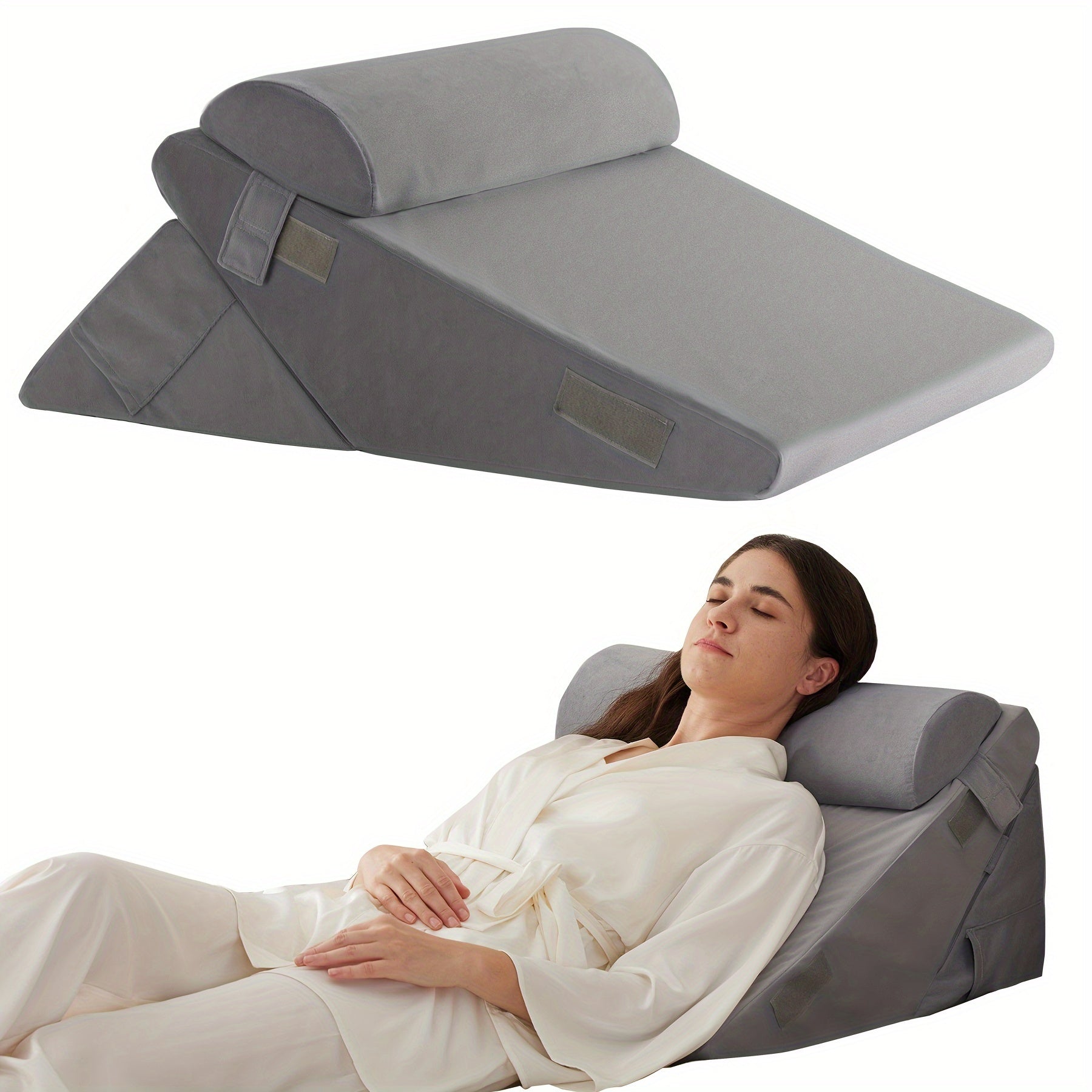 Verstelbaar Bedkussen voor Rugsteun en Benen – Comfortabel Wigkussen met Memory Foam voor Herstel en Ontspanning | Sulvida