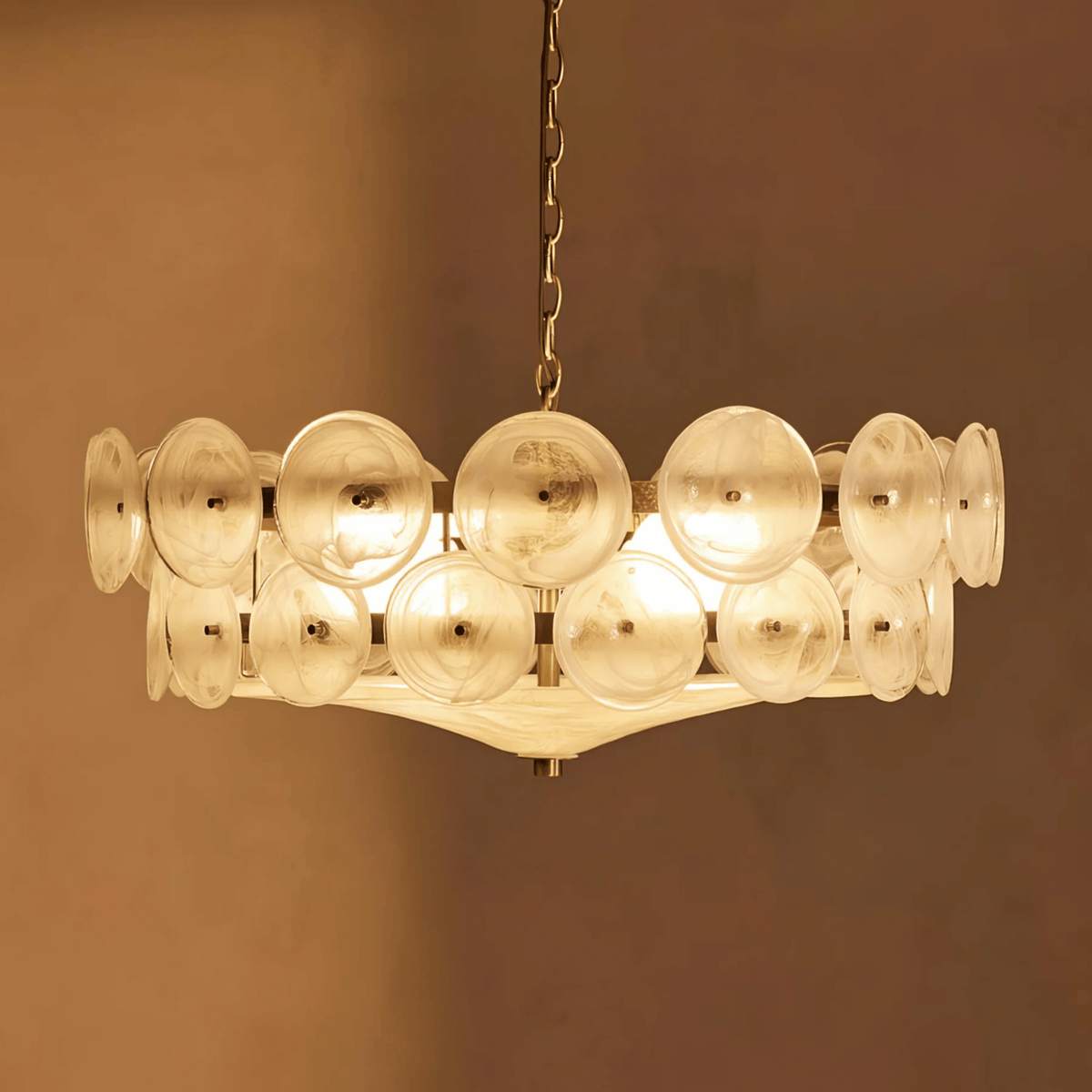 Glazen Schijvenlamp Ring Goud 60cm 80cm 100cm Hanglamp Warm Wit Licht Modern Design Kroonluchter Woonkamer | Sulvida