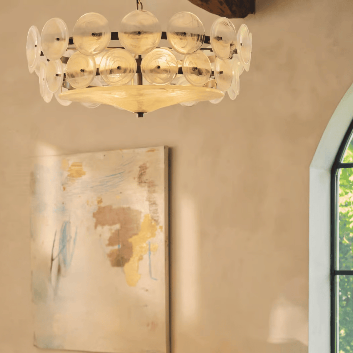 Glazen Schijvenlamp Ring Goud 60cm 80cm 100cm Hanglamp Warm Wit Licht Modern Design Kroonluchter Woonkamer | Sulvida