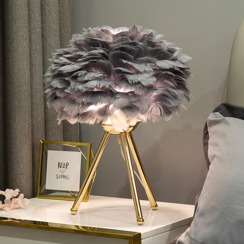 Tafellamp met Veerkap Goudkleurig Statief Zacht Licht Slaapkamer Decoratieve Lamp E27 Bureaulamp Nachtkastje | Sulvida