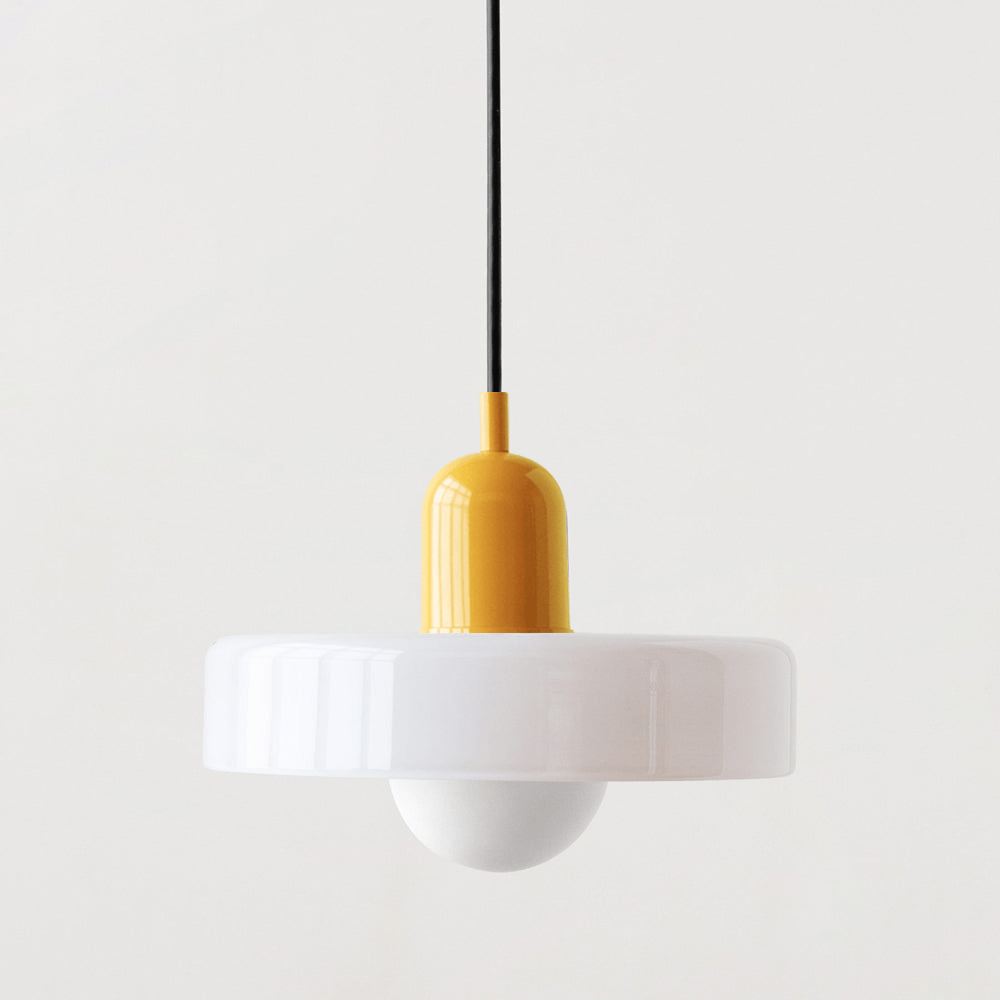 Glazen Hanglamp Rond Design Gekleurd Glas Ø25-35cm Groen Geel Wit Eettafel Woonkamer Eetkamer Decoratief | Sulvida