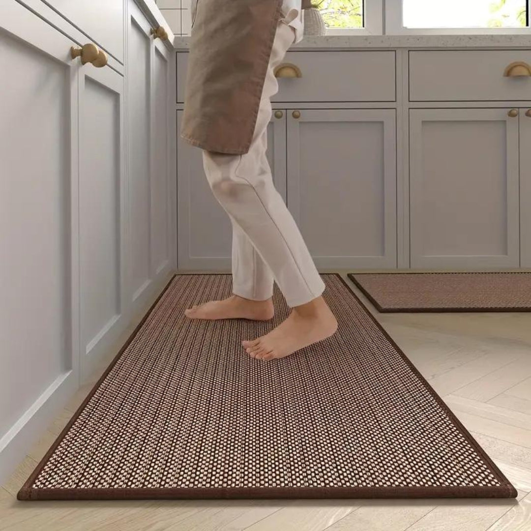 Keukenloper Set van 2 Antislip Matten Haverkleur Grijs Donkergrijs Comfortmat Keuken Werk Sta Anti-Vermoeidheid | Sulvida