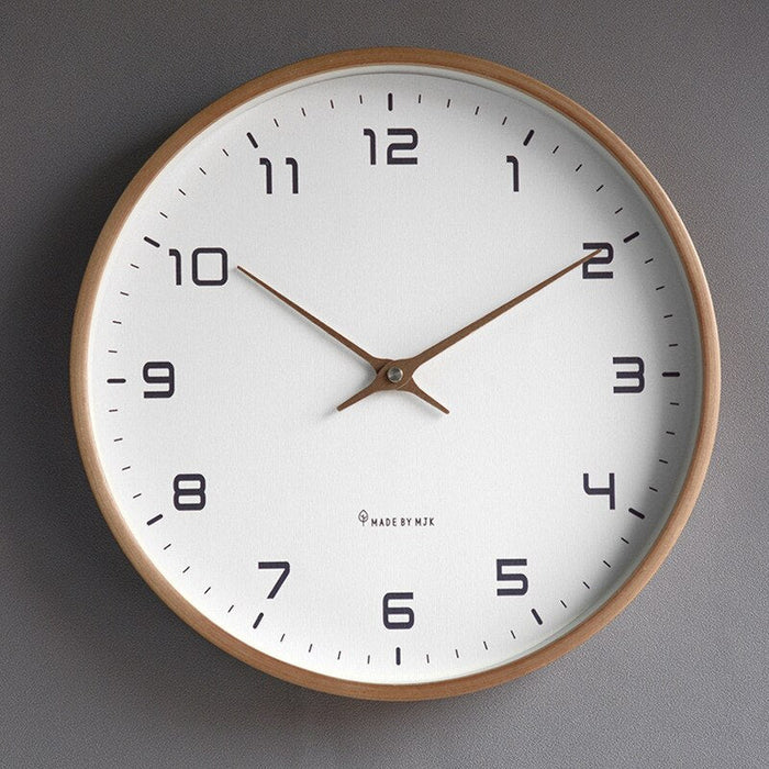 Houten Wandklok Scandinavisch Design Stille Uurwerk Moderne Cijfers Natuurlijk Hout Woonkamer Decoratie | Sulvida