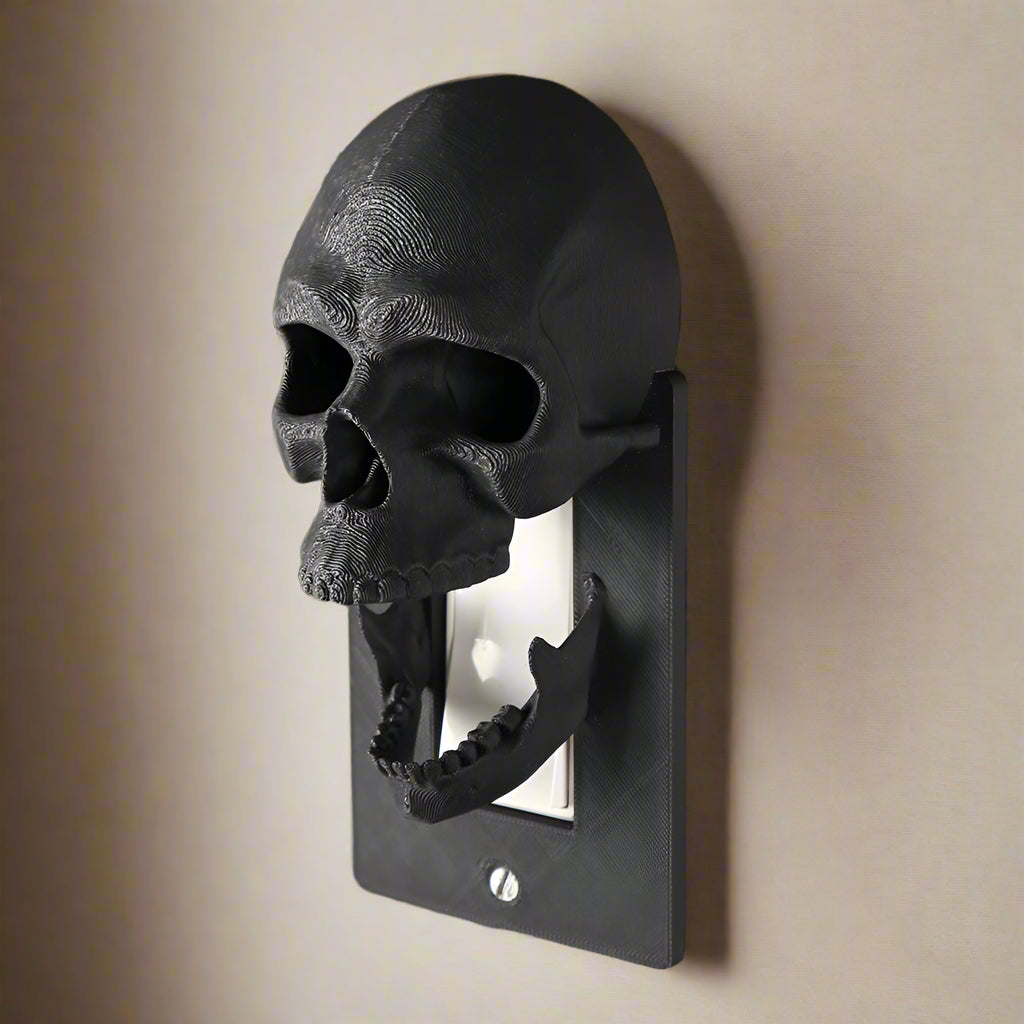 Schakelaar Afdekplaat Schedel 3D Zwart Gothic Wandschakelaar Cover Mysterieus Interieur Decoratief Design | Sulvida