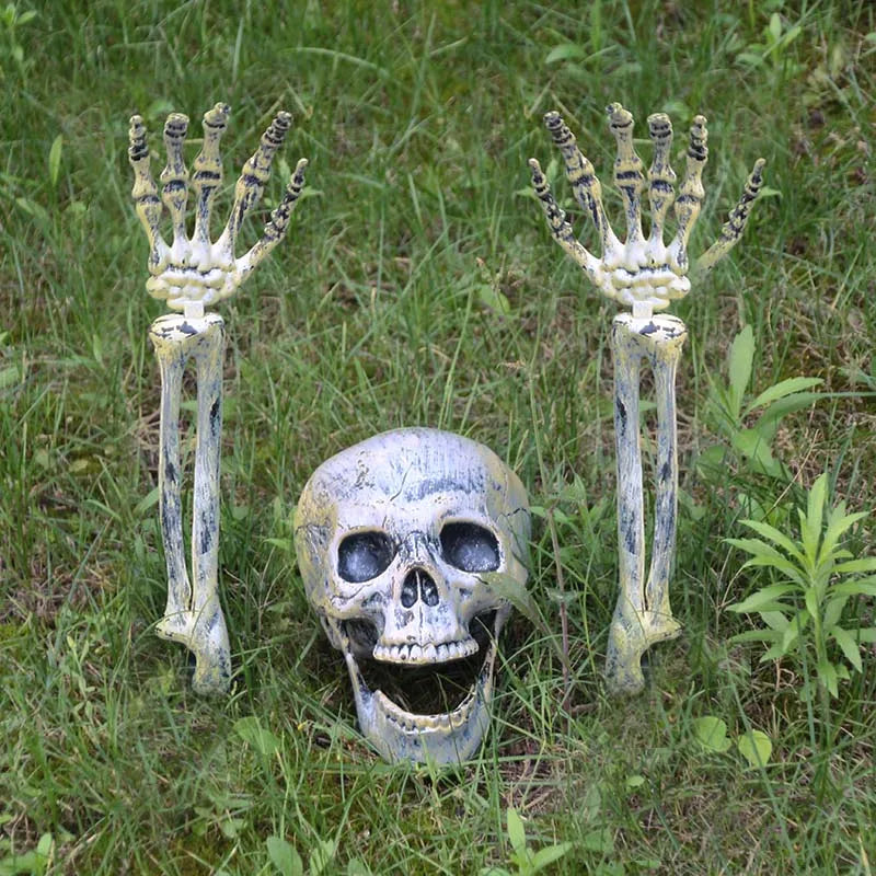 Decoratieve Skelethand Plastic Tuindecoratie Wit 46cm Griezelig Halloween Decoratie Tuin Terras Buiten | Sulvida