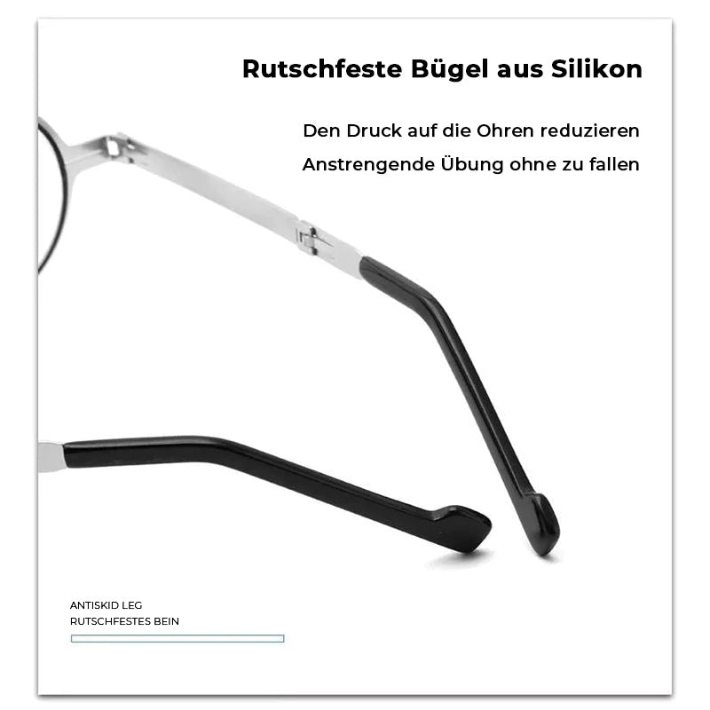 Inklapbare Leesbril met Blauwe Lichtfilter Ronde Titanium Montuur Ultralicht Opvouwbaar Presbyopie Bril Leesglas met Etui Plano tot +4.0 | Sulvida