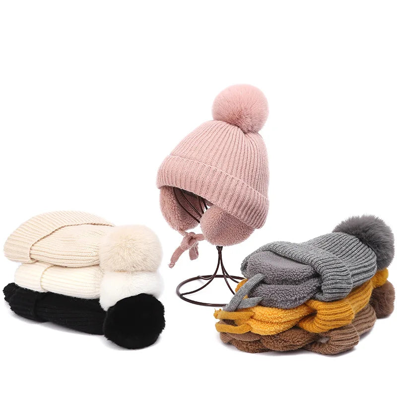 Gebreide kindermuts met oorflappen – warme winterbeanie voor peuters en kinderen 2-8 jaar – zachte muts | Sulvida