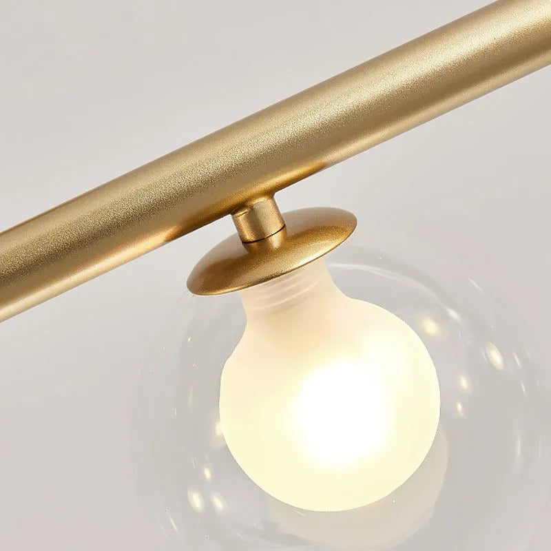 Hanglamp Lineair Glas Metaal 5-6 Lichtpunten Scandinavisch Design Eetkamer Keukeneiland Woonkamer Armatuur | Sulvida