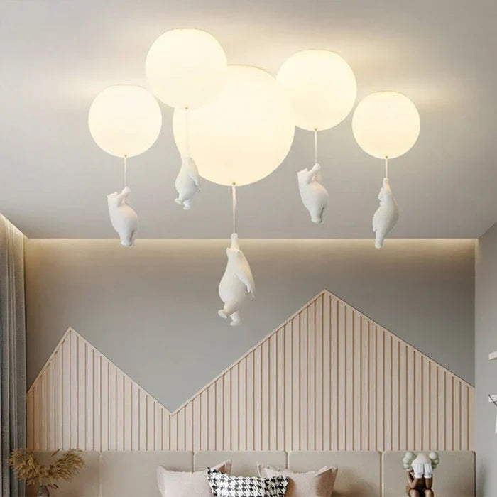 Kinder Plafondlamp met Beermotief en Ballon – Speelse Verlichting voor Kinderkamer en Babykamer | Sulvida