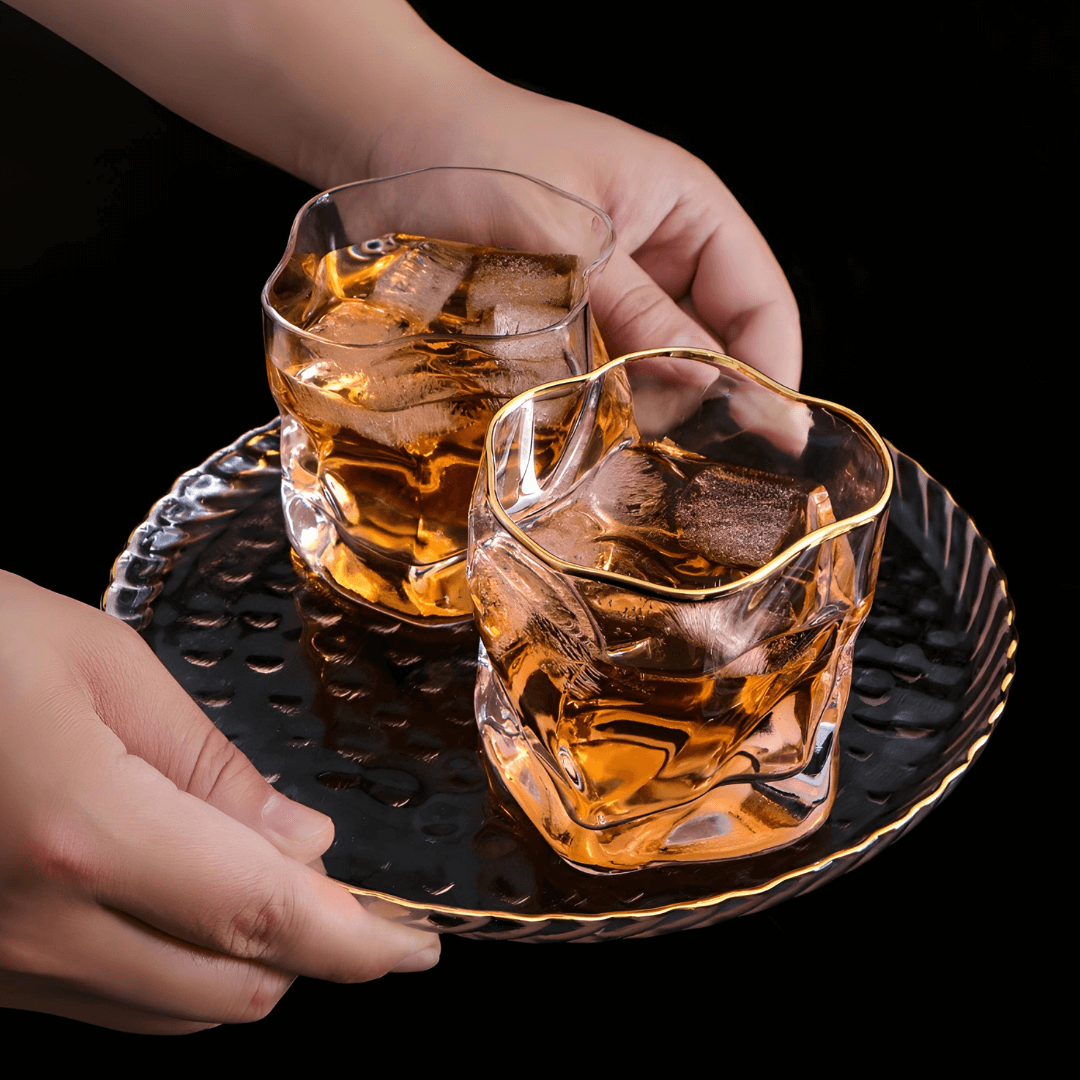Japans Whiskyglas met Kristalreliëf en Vergulde Rand voor Stijlvol Genieten Thuis Whisky Cocktail Glas | Sulvida