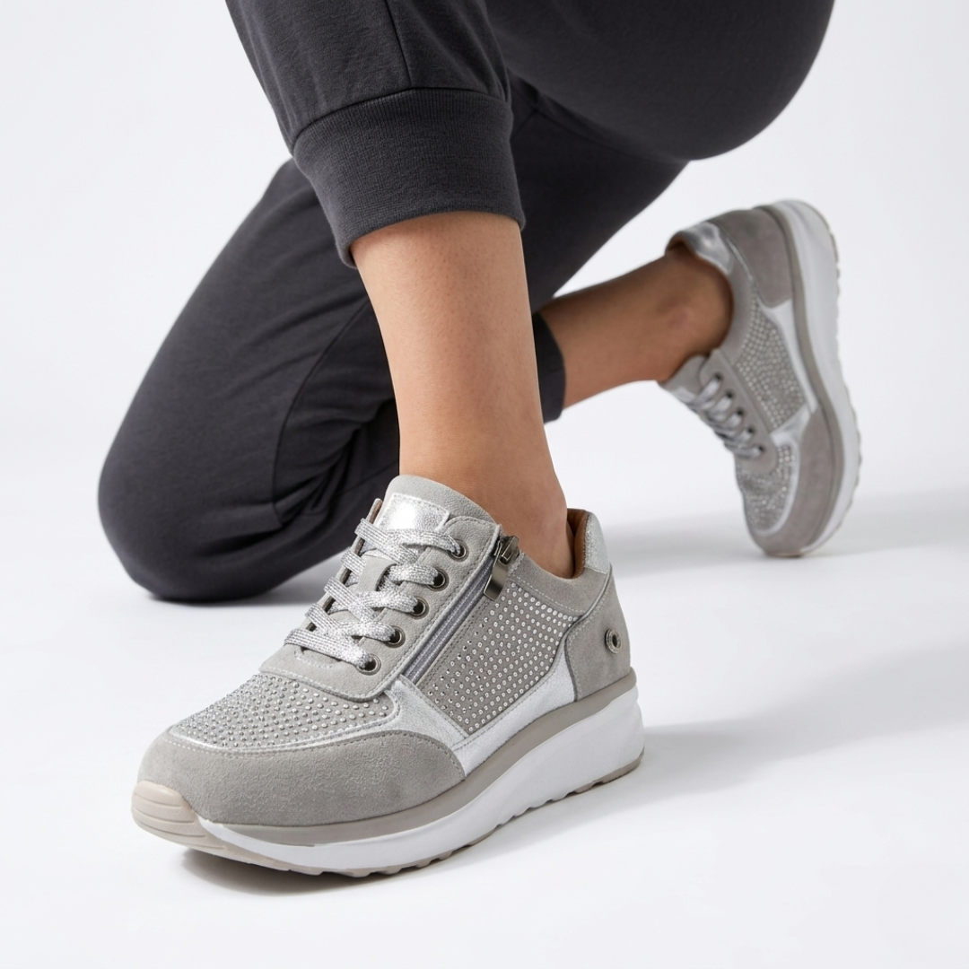 Wandelschoenen Dames PU Leer Zijrits Lichtgewicht Orthopedisch Beige Grijs Groen Blauw Ademend Comfortabel | Sulvida