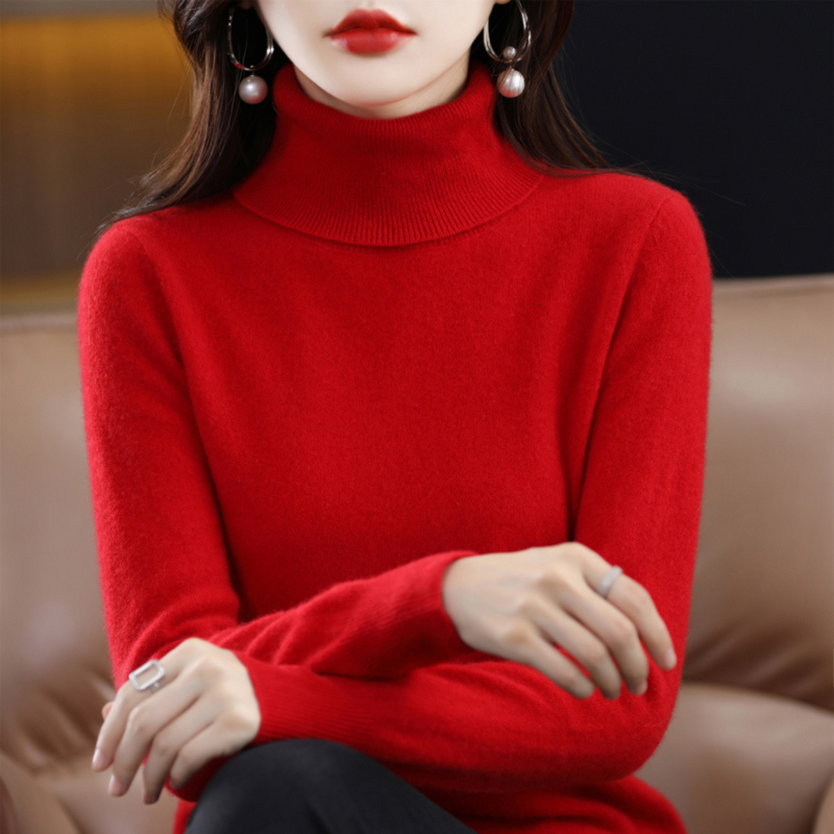 Kasjmier Coltrui voor Dames – Zachte Gebreide Trui met Hoge Kraag voor Wintercomfort en Elegante Stijl | Sulvida