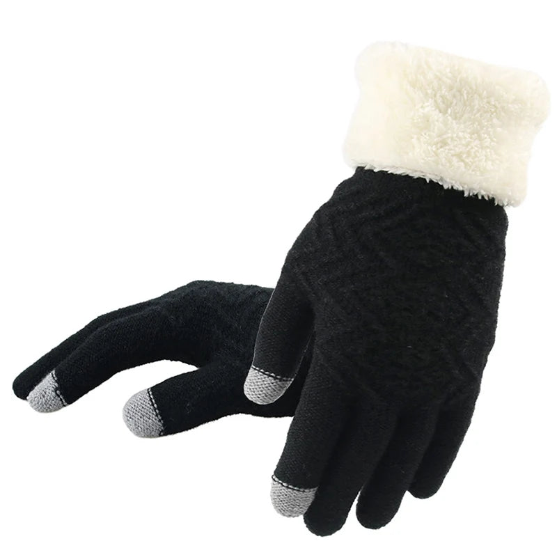 Gebreide Touchscreen Handschoenen met Pluche Voering – Warm Winddicht Winteraccessoire voor Herfst Winter | Sulvida