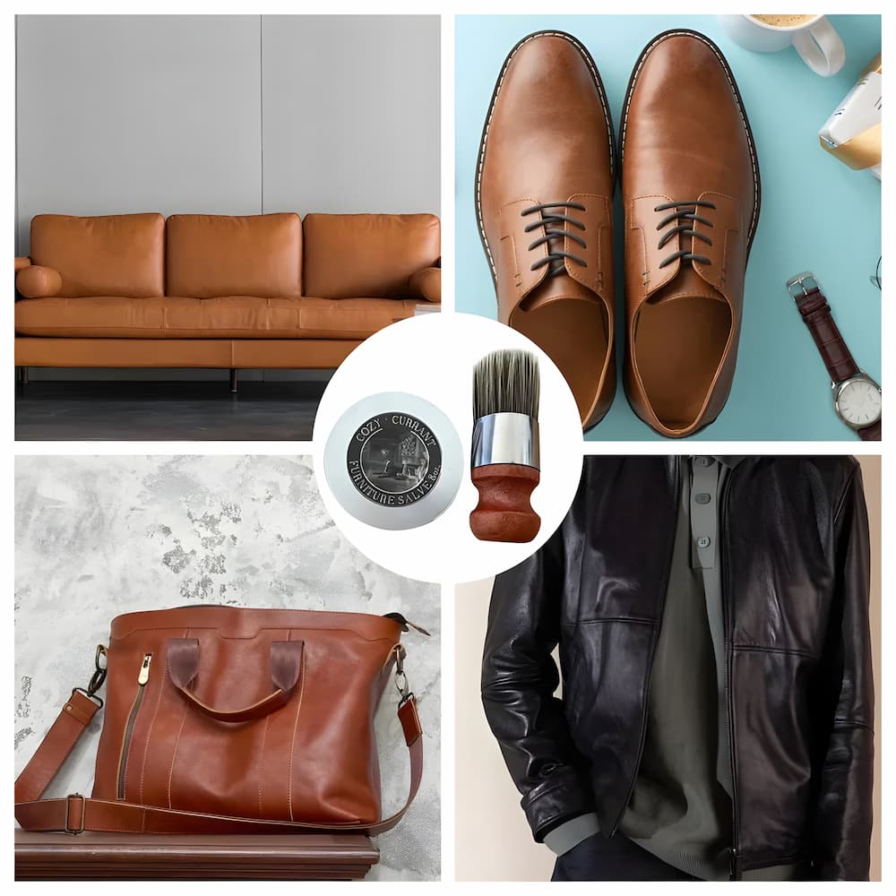 Baume rénovateur pour cuir avec brosse, pour meubles, sacs et vestes – brillance naturelle, soin et protection | Sulvida