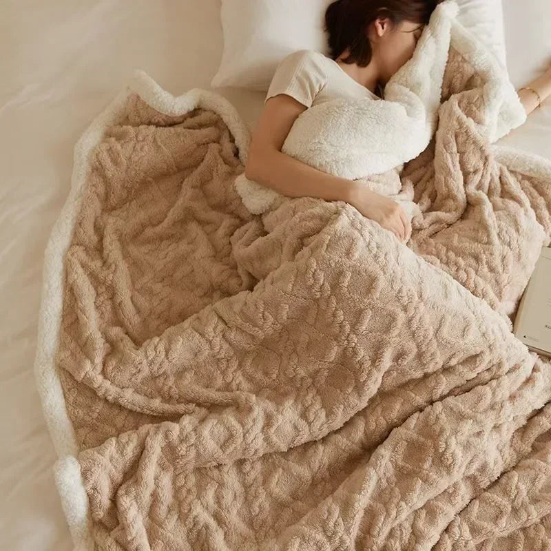 Luxe Dikke Lamswollen Winterdeken 70x100-200x230 cm WarmWool Fleece Plaid Extra Zachte Thermische Deken voor Tweepersoons- en Eenpersoonsbed | Sulvida