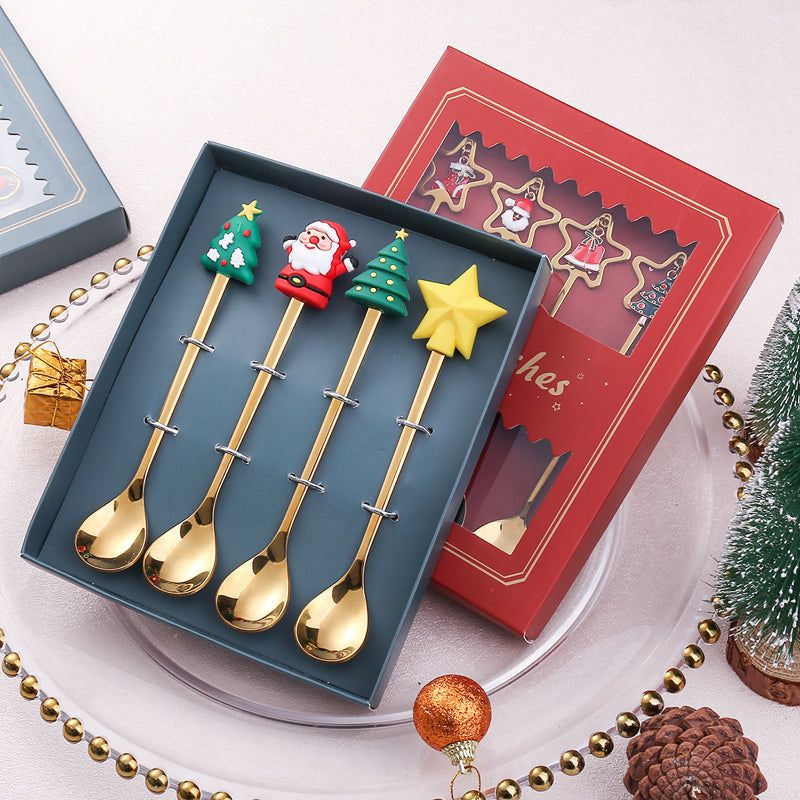 Feestelijk Bestek Set met Kerstthema Roestvrijstalen Vork Lepel Mes Tafelbestek Kerstdiner Decoratie | Sulvida