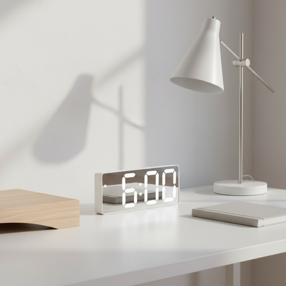 Digitale Wekker met LED Spiegel Display Tijd Datum Temperatuur Alarm Snooze Functie Slaapkamer Kantoor | Sulvida