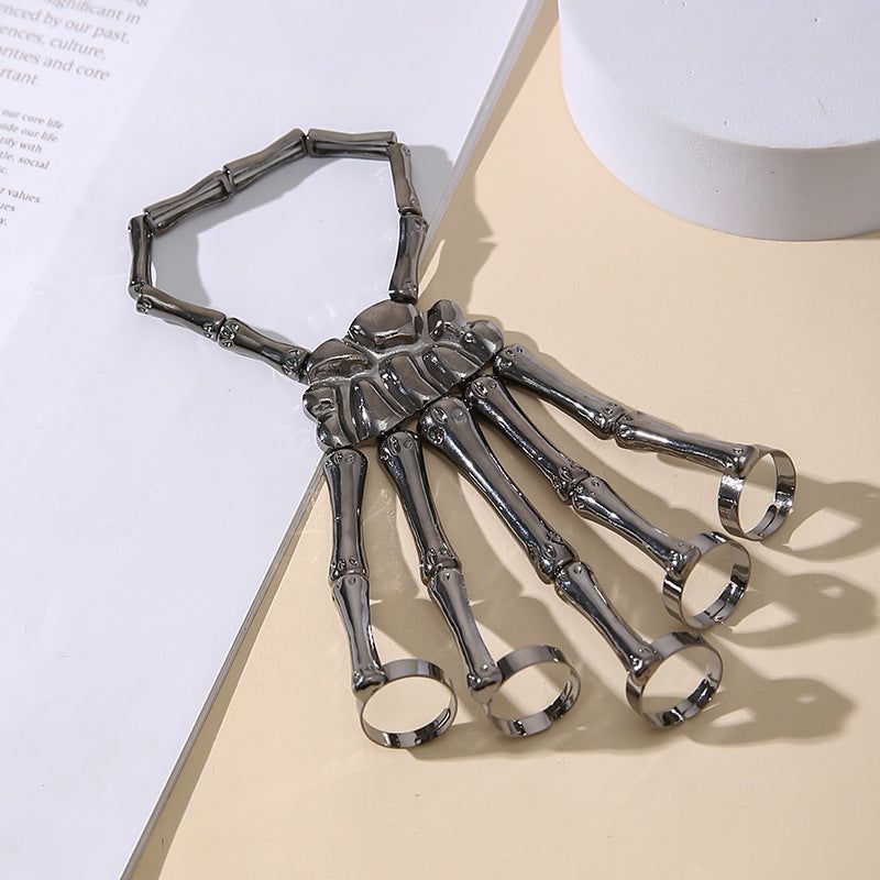 Metalen Skelethand Armketting Zilver Goud Zwart Gothic Sieraad voor Feesten Halloween Kostuum Accessoire | Sulvida