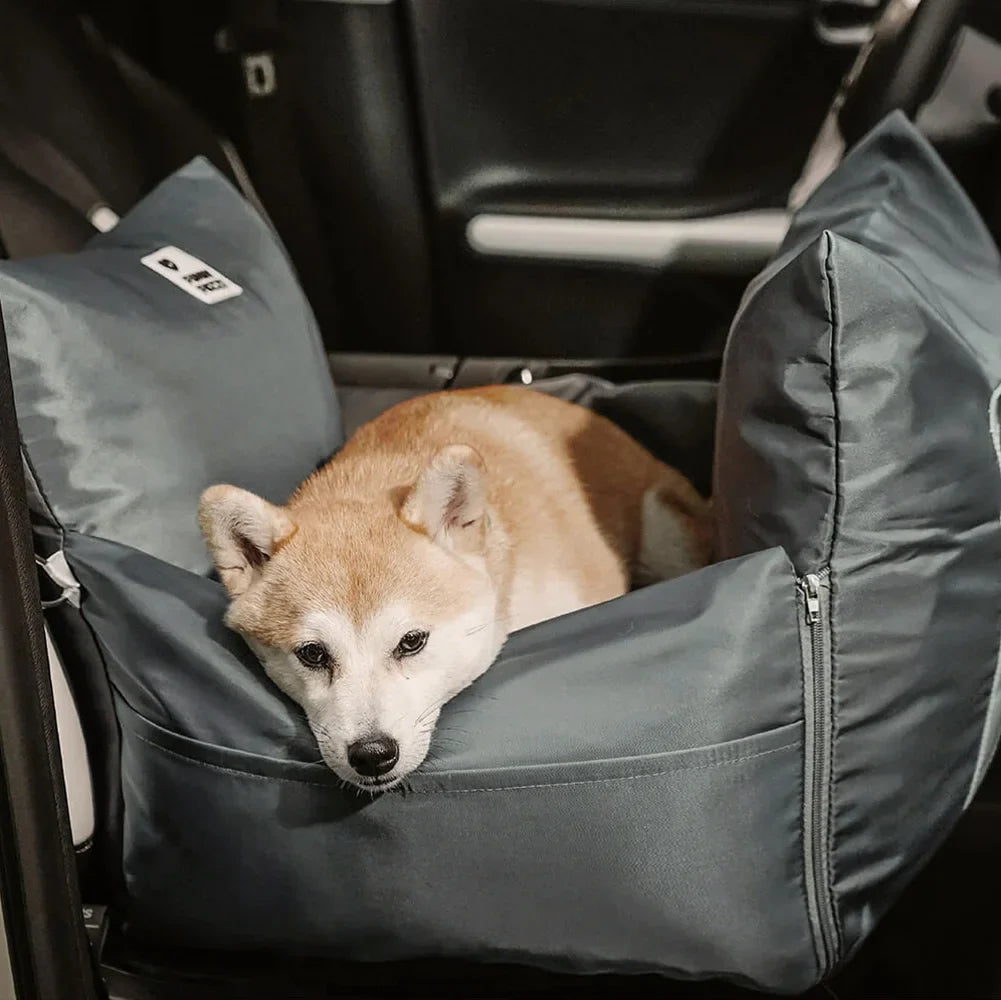 Autostoel voor Honden Waterdicht met Zijkussens en Veiligheidsgordel Huisdier Autostoeltje Antraciet Olijfgroen | Sulvida