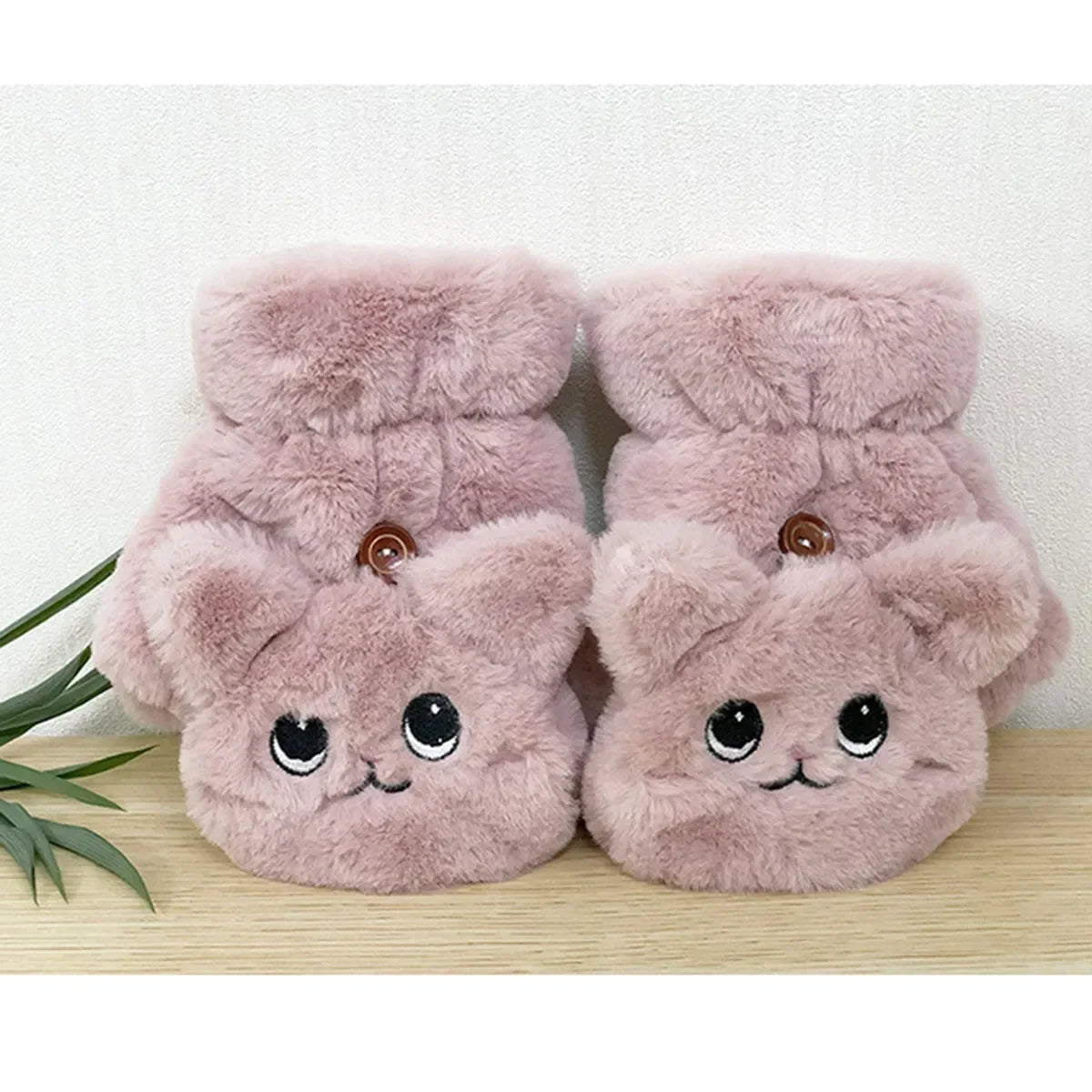 Pluche Dieren Vingerloze Handschoenen met Omklapbare Flap – Warm Schattig Winteraccessoire voor Dames | Sulvida