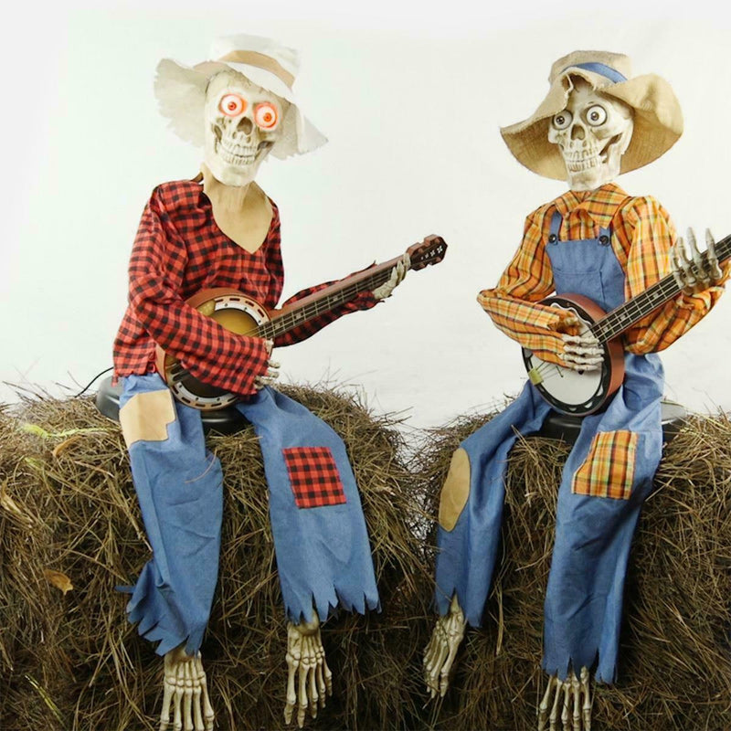 Geanimeerde Skeletten met Banjo Geluid en Bewegingssensor Halloween Decoratie Binnen en Buiten Feestdecoratie | Sulvida