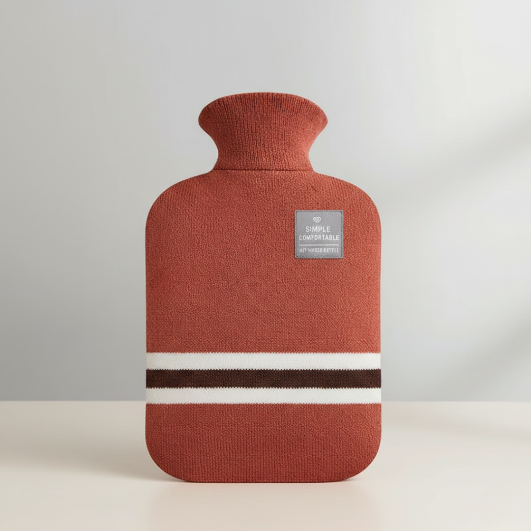 Warmwaterkruik Extra Groot 2 Liter met Gebreide Hoes voor Langdurige Warmte Comfort en Ontspanning Thuis | Sulvida