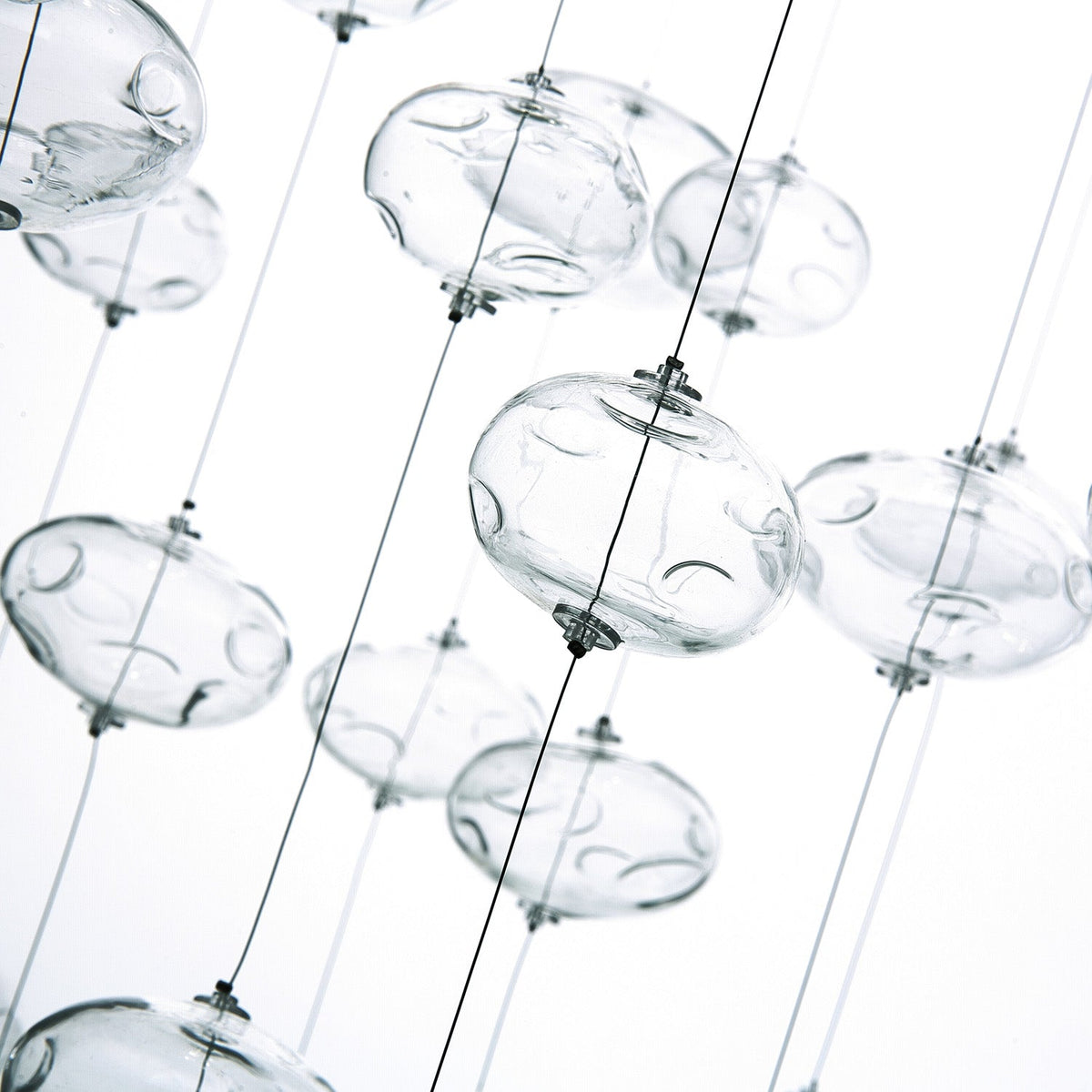 Glazen bollenhanglamp met ronde rozet | Kristalheldere luchtbellen plafondlamp eethoek vide woonkamer | Sulvida