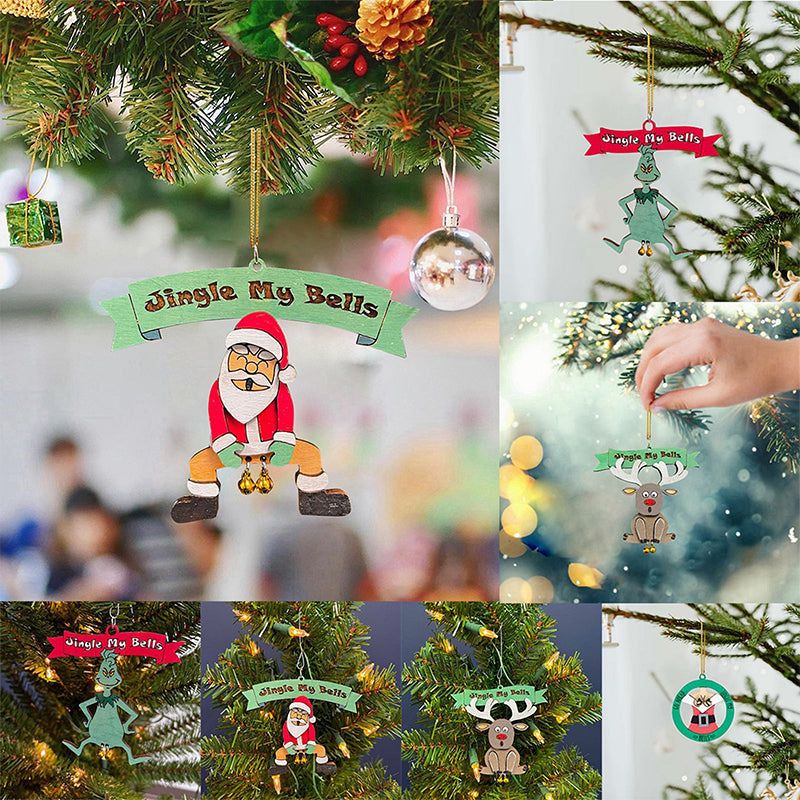 Humoristische Kerstboomhangers met Bellen Feestelijke Grappige Decoratie Kerstmis Kerstman Rendier Ornament | Sulvida